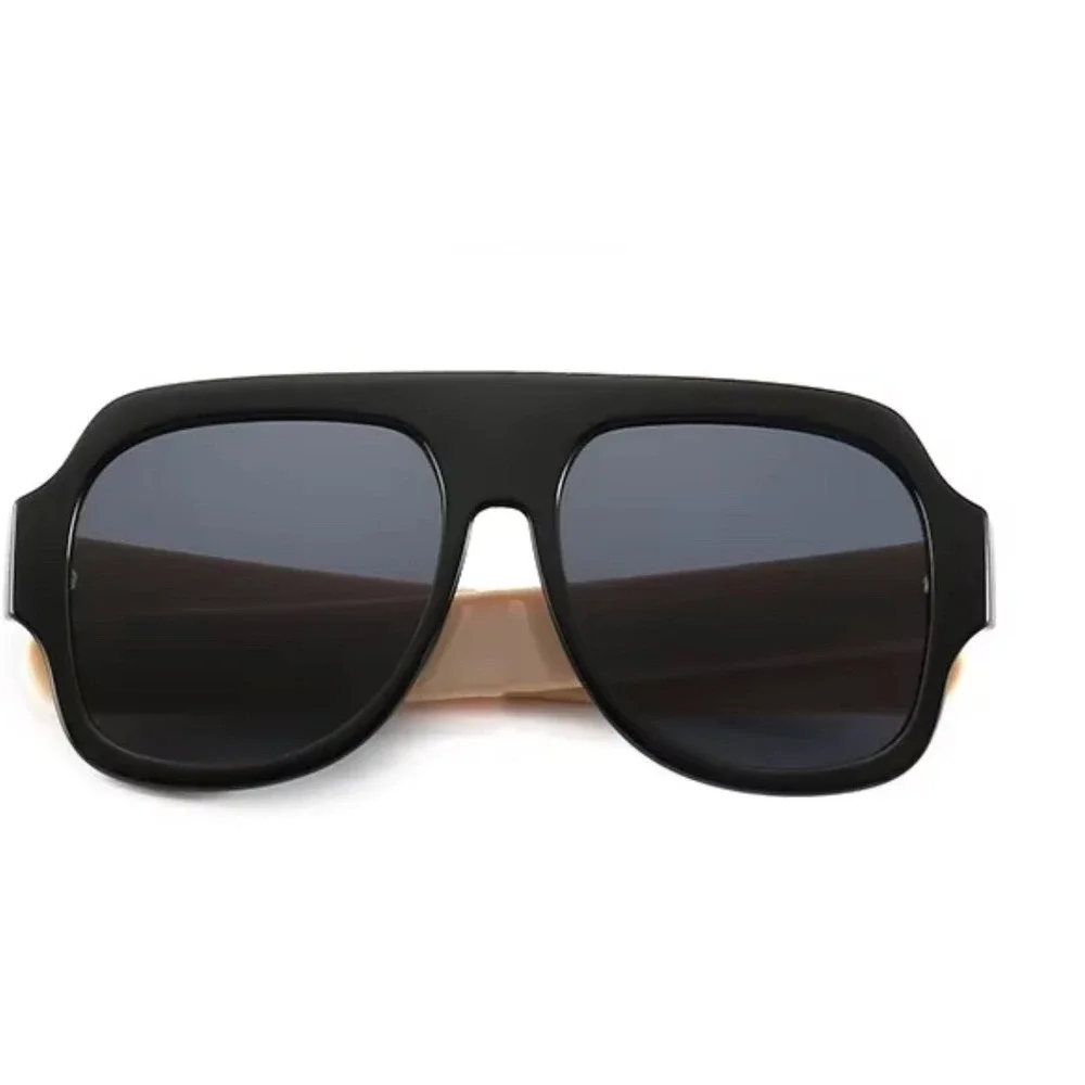 Sunglasses Retro Square Frame Striped Temple Men's Fashion Shades Gafas‎ Lentes